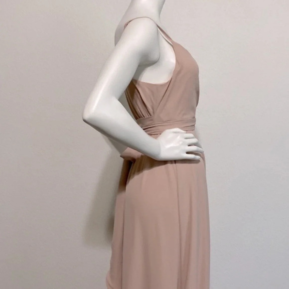 Show Me Your Mumu Liz Tie Maxi Dress Soft Beige Chiffon Blush Size S - Picture 9 of 12